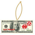 Las Vegas Dice $100 Bill Ornament w/ Clear Mirrored Back (10 Square Inch)